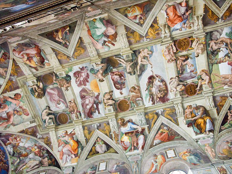 Teto da Capela Sistina, no Vaticano. Imagem: Wikimedia Commons.