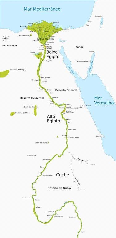 Mapa do Antigo Egito. Imagem: Wikimedia Commons.