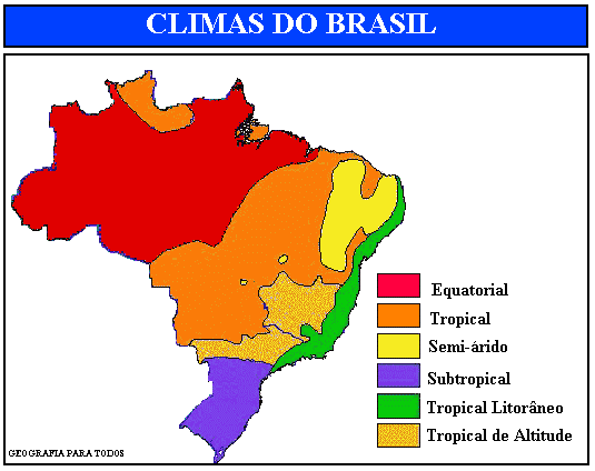tipos de climas do Brasil